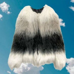 xhilaration Shaggy Faux Fur Gray Frosty White Dip Dye Coat xs